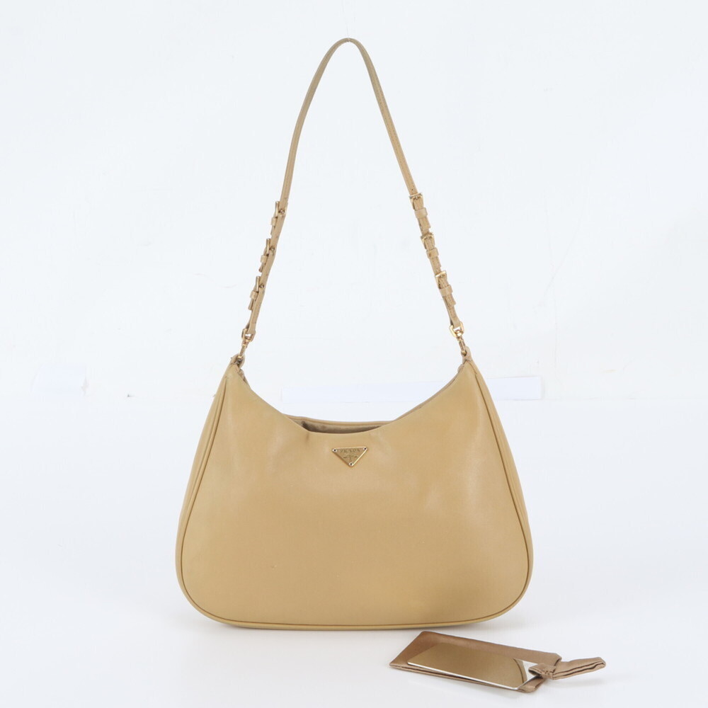 Prada Triangle Logo Leather Shoulder Bag, One-Shoulder Bag for Women